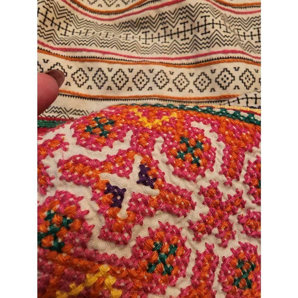 Free People! Nordic Folk Art Dress Embroidered Beaded Sweater Knit Strapless - Picture 9 of 9
